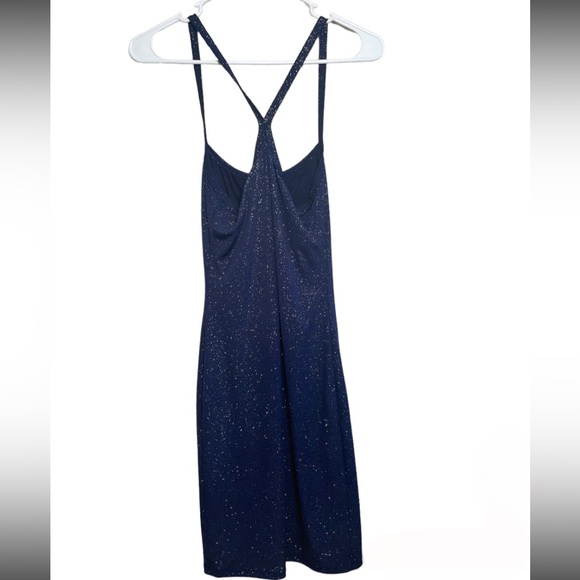 Papaya Navy Blue Glitter Mini Dress - Picture 2 of 5